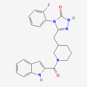 molecular formula C23H22FN5O2 B2473786 3-((1-(1H-吲哚-2-羰基)哌啶-3-基)甲基)-4-(2-氟苯基)-1H-1,2,4-三唑-5(4H)-酮 CAS No. 2034233-53-7
