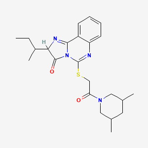 molecular formula C23H30N4O2S B2473794 2-sec-butyl-5-{[2-(3,5-dimethylpiperidin-1-yl)-2-oxoethyl]thio}imidazo[1,2-c]quinazolin-3(2H)-one CAS No. 1022460-09-8