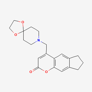 molecular formula C20H23NO4 B2473809 4-(1,4-二氧杂-8-氮杂螺[4.5]癸-8-基甲基)-7,8-二氢环戊[g]色烯-2(6H)-酮 CAS No. 859867-91-7