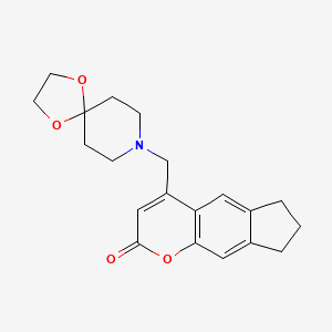 molecular formula C20H23NO4 B2473809 4-(1,4-dioxa-8-azaspiro[4.5]dec-8-ylméthyl)-7,8-dihydrocyclopenta[g]chromen-2(6H)-one CAS No. 859867-91-7