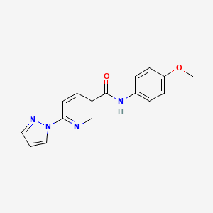 molecular formula C16H14N4O2 B2473812 N-(4-methoxyphenyl)-6-(1H-pyrazol-1-yl)nicotinamide CAS No. 321533-63-5
