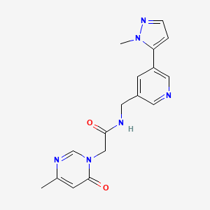 molecular formula C17H18N6O2 B2473821 N-((5-(1-methyl-1H-pyrazol-5-yl)pyridin-3-yl)methyl)-2-(4-methyl-6-oxopyrimidin-1(6H)-yl)acetamide CAS No. 2310205-71-9