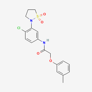 molecular formula C18H19ClN2O4S B2473828 N-(4-chloro-3-(1,1-dioxidoisothiazolidin-2-yl)phenyl)-2-(m-tolyloxy)acetamide CAS No. 951572-43-3