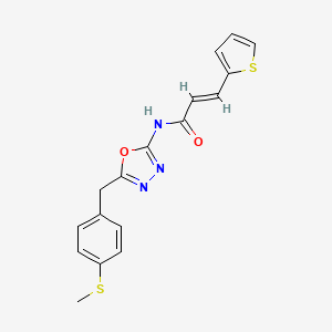 (E)-N-(5-(4-(methylthio)benzyl)-1,3,4-oxadiazol-2-yl)-3-(thiophen-2-yl)acrylamide