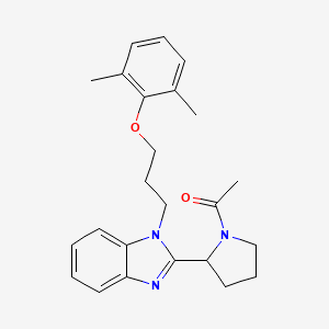 molecular formula C24H29N3O2 B2473838 1-Acetyl-2-{1-[3-(2,6-dimethylphenoxy)propyl]benzimidazol-2-yl}pyrrolidine CAS No. 943103-14-8