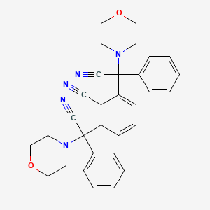 molecular formula C31H29N5O2 B2473840 2,6-Bis[cyano(morpholino)phenylmethyl]benzenecarbonitrile CAS No. 400089-38-5
