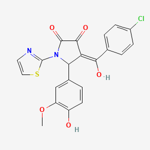 (4E)-4-[(4-chlorophenyl)(hydroxy)methylidene]-5-(4-hydroxy-3-methoxyphenyl)-1-(1,3-thiazol-2-yl)pyrrolidine-2,3-dione