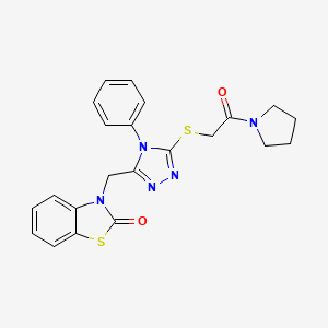 3-((5-((2-oxo-2-(pyrrolidin-1-yl)ethyl)thio)-4-phenyl-4H-1,2,4-triazol-3-yl)methyl)benzo[d]thiazol-2(3H)-one