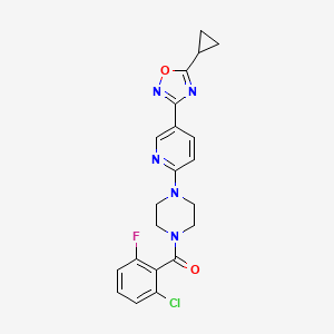 (2-Chloro-6-fluorophenyl)(4-(5-(5-cyclopropyl-1,2,4-oxadiazol-3-yl)pyridin-2-yl)piperazin-1-yl)methanone