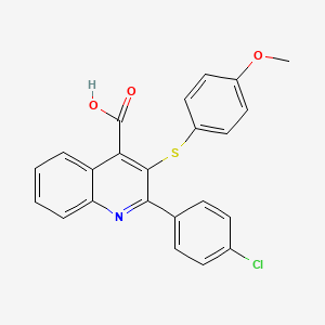 molecular formula C23H16ClNO3S B2473869 2-(4-氯苯基)-3-[(4-甲氧基苯基)硫代]-4-喹啉羧酸 CAS No. 477867-89-3
