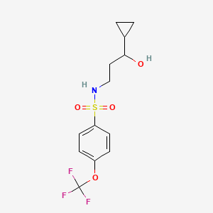 molecular formula C13H16F3NO4S B2473870 N-(3-cyclopropyl-3-hydroxypropyl)-4-(trifluoromethoxy)benzenesulfonamide CAS No. 1396871-61-6