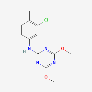 molecular formula C12H13ClN4O2 B2473886 N-(3-chloro-4-methylphenyl)-4,6-dimethoxy-1,3,5-triazin-2-amine CAS No. 216502-37-3