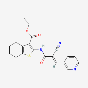 molecular formula C20H19N3O3S B2473887 (E)-ethyl 2-(2-cyano-3-(pyridin-3-yl)acrylamido)-4,5,6,7-tetrahydrobenzo[b]thiophene-3-carboxylate CAS No. 868154-59-0