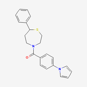 molecular formula C22H22N2OS B2473890 (4-(1H-pyrrol-1-yl)phenyl)(7-phenyl-1,4-thiazepan-4-yl)methanone CAS No. 1797737-13-3