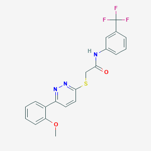 molecular formula C20H16F3N3O2S B2473892 2-((6-(2-甲氧基苯基)吡啶嗪-3-基)硫代)-N-(3-(三氟甲基)苯基)乙酰胺 CAS No. 896044-61-4