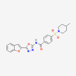 molecular formula C23H22N4O5S B2473897 N-(5-(benzofuran-2-yl)-1,3,4-oxadiazol-2-yl)-4-((4-methylpiperidin-1-yl)sulfonyl)benzamide CAS No. 922044-21-1