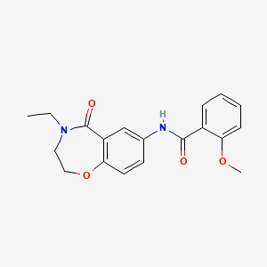 molecular formula C19H20N2O4 B2473898 N-(4-乙基-5-氧代-2,3,4,5-四氢苯并[f][1,4]恶二嗪-7-基)-2-甲氧基苯甲酰胺 CAS No. 922001-57-8