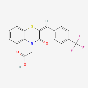 molecular formula C18H12F3NO3S B2473904 {(2E)-3-Oxo-2-[4-(trifluoromethyl)benzylidene]-2,3-dihydro-4H-1,4-benzothiazin-4-yl}acetic acid CAS No. 900345-90-6
