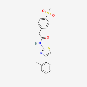 molecular formula C20H20N2O3S2 B2473906 N-(4-(2,4-dimethylphenyl)thiazol-2-yl)-2-(4-(methylsulfonyl)phenyl)acetamide CAS No. 919753-68-7