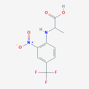 molecular formula C10H9F3N2O4 B2473913 2-{[2-Nitro-4-(trifluoromethyl)phenyl]amino}propanoic acid CAS No. 166402-54-6