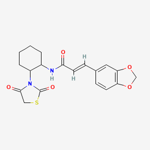 molecular formula C19H20N2O5S B2473917 (E)-3-(benzo[d][1,3]dioxol-5-yl)-N-(2-(2,4-dioxothiazolidin-3-yl)cyclohexyl)acrylamide CAS No. 1226488-12-5