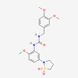 molecular formula C20H25N3O6S B2473920 1-(3,4-二甲氧基苄基)-3-(5-(1,1-二氧化异噻唑烷-2-基)-2-甲氧基苯基)脲 CAS No. 1203203-81-9
