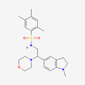 molecular formula C24H33N3O3S B2473923 2,4,5-trimethyl-N-(2-(1-methylindolin-5-yl)-2-morpholinoethyl)benzenesulfonamide CAS No. 946266-64-4