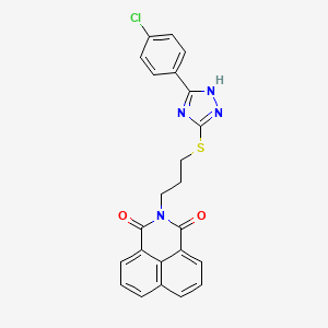 molecular formula C23H17ClN4O2S B2473927 2-(3-((5-(4-chlorophenyl)-4H-1,2,4-triazol-3-yl)thio)propyl)-1H-benzo[de]isoquinoline-1,3(2H)-dione CAS No. 690249-58-2
