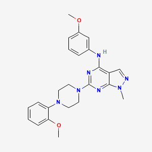 molecular formula C24H27N7O2 B2473928 N-(3-methoxyphenyl)-6-[4-(2-methoxyphenyl)piperazin-1-yl]-1-methyl-1H-pyrazolo[3,4-d]pyrimidin-4-amine CAS No. 878064-10-9
