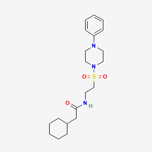 molecular formula C20H31N3O3S B2473930 2-cyclohexyl-N-(2-((4-phenylpiperazin-1-yl)sulfonyl)ethyl)acetamide CAS No. 897611-72-2