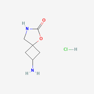 molecular formula C6H11ClN2O2 B2473950 2-Amino-5-oxa-7-azaspiro[3.4]octan-6-one;hydrochloride CAS No. 2305255-87-0