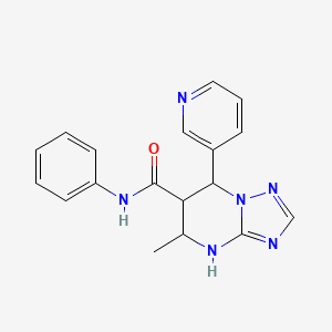 molecular formula C18H18N6O B2473951 5-methyl-N-phenyl-7-(pyridin-3-yl)-4,5,6,7-tetrahydro-[1,2,4]triazolo[1,5-a]pyrimidine-6-carboxamide CAS No. 1212064-43-1
