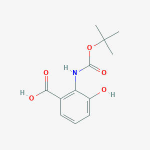 molecular formula C12H15NO5 B2473956 3-Hydroxy-2-[(2-methylpropan-2-yl)oxycarbonylamino]benzoic acid CAS No. 1397025-76-1