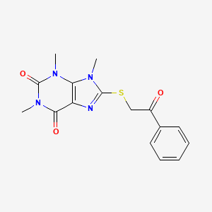 molecular formula C16H16N4O3S B2473959 1,3,9-Trimethyl-8-phenacylsulfanylpurine-2,6-dione CAS No. 897453-95-1