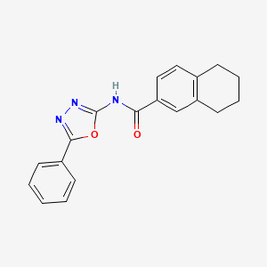 molecular formula C19H17N3O2 B2473966 N-(5-phenyl-1,3,4-oxadiazol-2-yl)-5,6,7,8-tetrahydronaphthalene-2-carboxamide CAS No. 897615-71-3