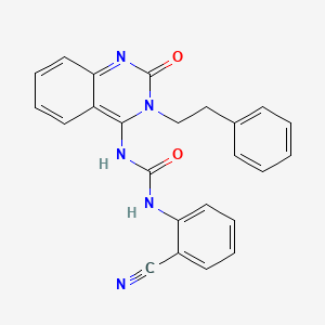 molecular formula C24H19N5O2 B2473967 (E)-1-(2-cyanophenyl)-3-(2-oxo-3-phenethyl-2,3-dihydroquinazolin-4(1H)-ylidene)urea CAS No. 942002-10-0
