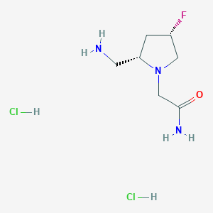 molecular formula C7H16Cl2FN3O B2474006 2-[(2S,4S)-2-(Aminomethyl)-4-fluoropyrrolidin-1-yl]acetamide dihydrochloride CAS No. 1931958-62-1