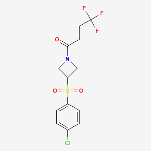 molecular formula C13H13ClF3NO3S B2474025 1-(3-((4-氯苯基)磺酰)氮杂环丁烷-1-基)-4,4,4-三氟丁酮 CAS No. 1797277-50-9