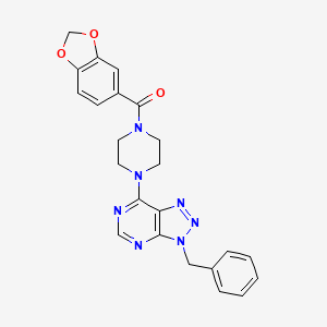 molecular formula C23H21N7O3 B2474031 7-[4-(1,3-benzodioxol-5-ylcarbonyl)piperazin-1-yl]-3-benzyl-3H-[1,2,3]triazolo[4,5-d]pyrimidine CAS No. 1005293-47-9