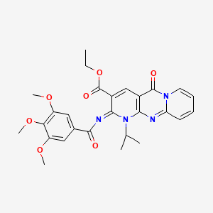molecular formula C27H28N4O7 B2474040 (Z)-ethyl 1-isopropyl-5-oxo-2-((3,4,5-trimethoxybenzoyl)imino)-2,5-dihydro-1H-dipyrido[1,2-a:2',3'-d]pyrimidine-3-carboxylate CAS No. 534567-16-3