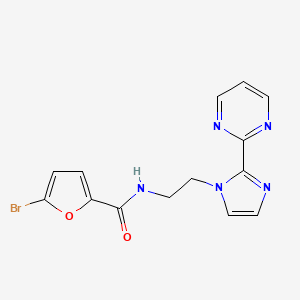 molecular formula C14H12BrN5O2 B2474041 5-bromo-N-(2-(2-(pyrimidin-2-yl)-1H-imidazol-1-yl)ethyl)furan-2-carboxamide CAS No. 1448122-68-6