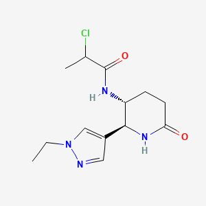 molecular formula C13H19ClN4O2 B2474053 2-Chloro-N-[(2S,3R)-2-(1-ethylpyrazol-4-yl)-6-oxopiperidin-3-yl]propanamide CAS No. 2411183-97-4