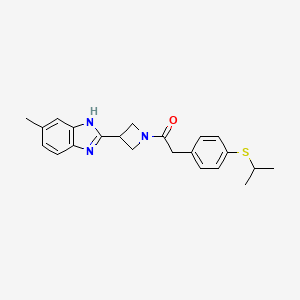 molecular formula C22H25N3OS B2474058 2-(4-(isopropylthio)phenyl)-1-(3-(5-methyl-1H-benzo[d]imidazol-2-yl)azetidin-1-yl)ethanone CAS No. 1396850-63-7