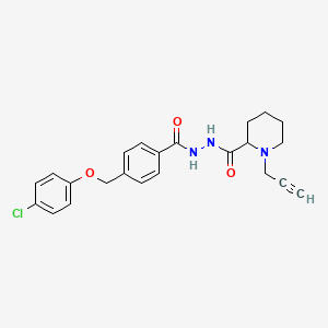 molecular formula C23H24ClN3O3 B2474066 N'-{4-[(4-chlorophenoxy)methyl]benzoyl}-1-(prop-2-yn-1-yl)piperidine-2-carbohydrazide CAS No. 1375850-21-7