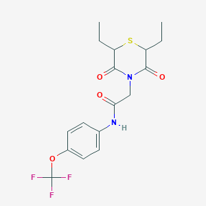 molecular formula C17H19F3N2O4S B2474068 2-(2,6-diethyl-3,5-dioxothiomorpholin-4-yl)-N-[4-(trifluoromethoxy)phenyl]acetamide CAS No. 868215-74-1