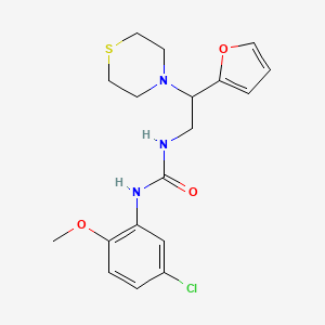 molecular formula C18H22ClN3O3S B2474079 1-(5-氯-2-甲氧基苯基)-3-(2-(呋喃-2-基)-2-硫代吗啉乙基)脲 CAS No. 2034541-30-3