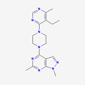 molecular formula C18H24N8 B2474087 4-[4-(5-Ethyl-6-methylpyrimidin-4-yl)piperazin-1-yl]-1,6-dimethylpyrazolo[3,4-d]pyrimidine CAS No. 2415491-28-8
