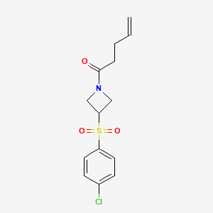 molecular formula C14H16ClNO3S B2474090 1-(3-((4-Chlorophenyl)sulfonyl)azetidin-1-yl)pent-4-en-1-one CAS No. 1797699-00-3