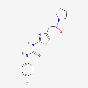 molecular formula C16H17ClN4O2S B2474093 1-(4-Chlorophenyl)-3-(4-(2-oxo-2-(pyrrolidin-1-yl)ethyl)thiazol-2-yl)urea CAS No. 897620-70-1