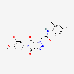 molecular formula C23H25N5O5 B2474099 2-(5-(3,4-dimethoxyphenyl)-4,6-dioxo-4,5,6,6a-tetrahydropyrrolo[3,4-d][1,2,3]triazol-1(3aH)-yl)-N-mesitylacetamide CAS No. 1052613-53-2